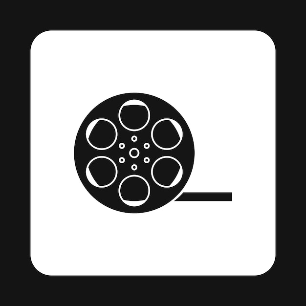 Icono de carrete de película en estilo simple en una ilustración vectorial de fondo blanco