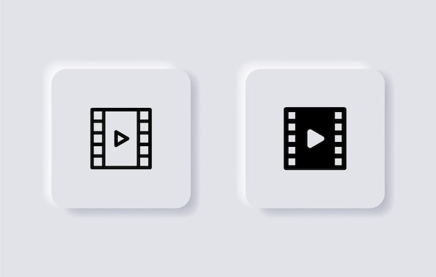 Icono de carretes de video signo de carrete de transmisión iconos de contorno de línea formulario de botón de neumorfismo signos de interfaz de usuario neumórficos