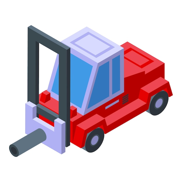 Icono de carretilla elevadora de acero vector isométrico Levantamiento de nuevo producto