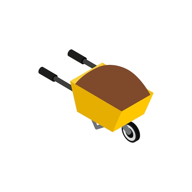 Icono de carretilla en estilo isométrico 3d sobre un fondo blanco