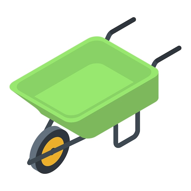Icono de carretilla de metal Isométrico de icono de vector de carretilla de metal para diseño web aislado sobre fondo blanco