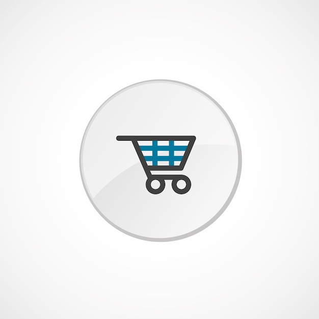 Icono de carrito de compras 2 color, gris y azul, insignia circular