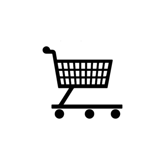 El icono del carrito de compras aislado en un fondo blanco Ilustración vectorial del carro de compras