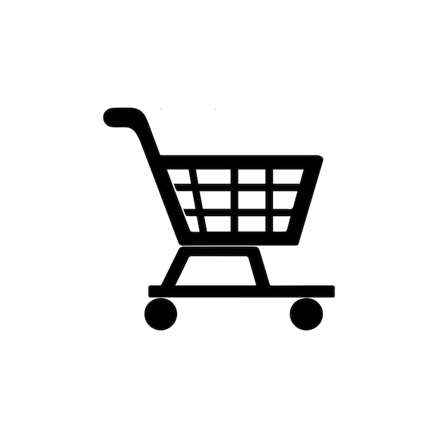 El icono del carrito de compras aislado en un fondo blanco Ilustración vectorial del carro de compras