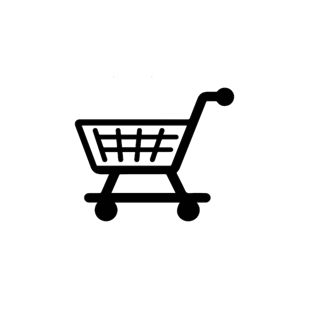 El icono del carrito de compras aislado en un fondo blanco Ilustración vectorial del carro de compras