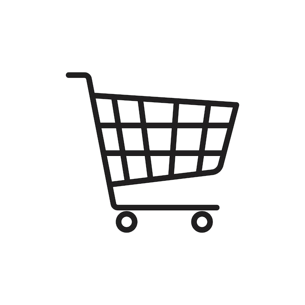 Icono de carrito de compras Arte plano en blanco y negro aislado