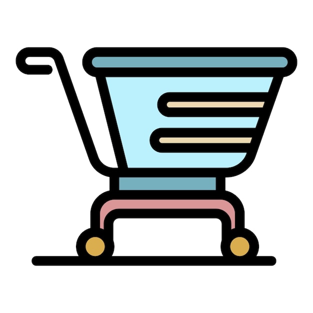 Icono del carrito de compras Contorno del icono del vector del carrito de compras color plano aislado