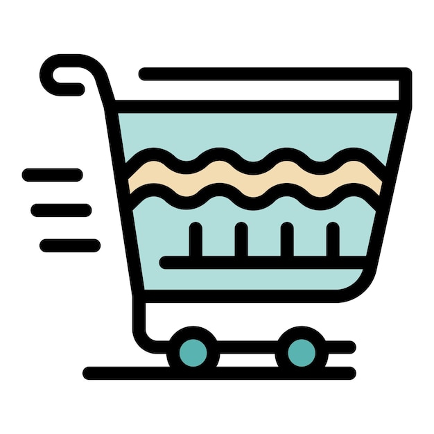 Icono del carrito de compras Contorno del icono del vector del carrito de compras color plano aislado