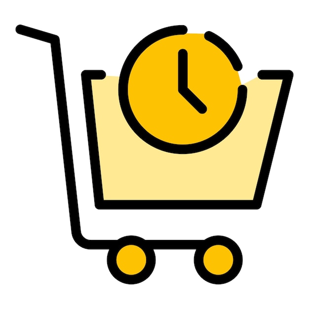 Icono de carrito de compras Contorno Icono de vector de carrito de compras para diseño web aislado en color plano de fondo blanco
