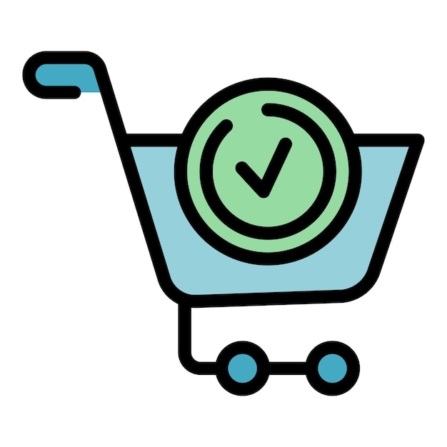 Vector icono de carrito de compras contorno icono de vector de carrito de compras para diseño web aislado en color plano de fondo blanco