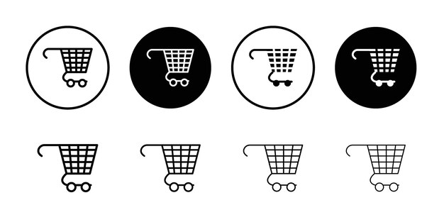 El icono del carrito de compras Esbozo de la serie de paquetes de juegos delgados