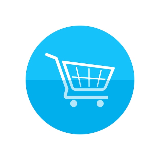 Icono del carrito de compras en estilo de círculo de color plano Compra de comercio electrónico