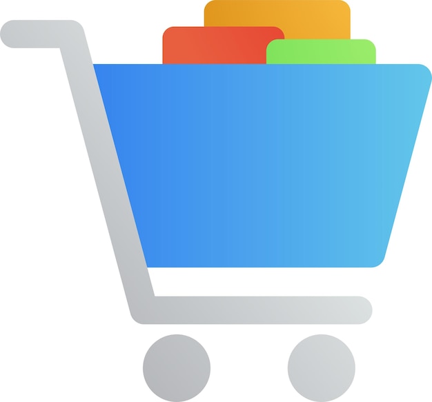 El icono del carrito de compras en el estilo de gradiente plano vectorial es una ilustración en color para el diseño de la web