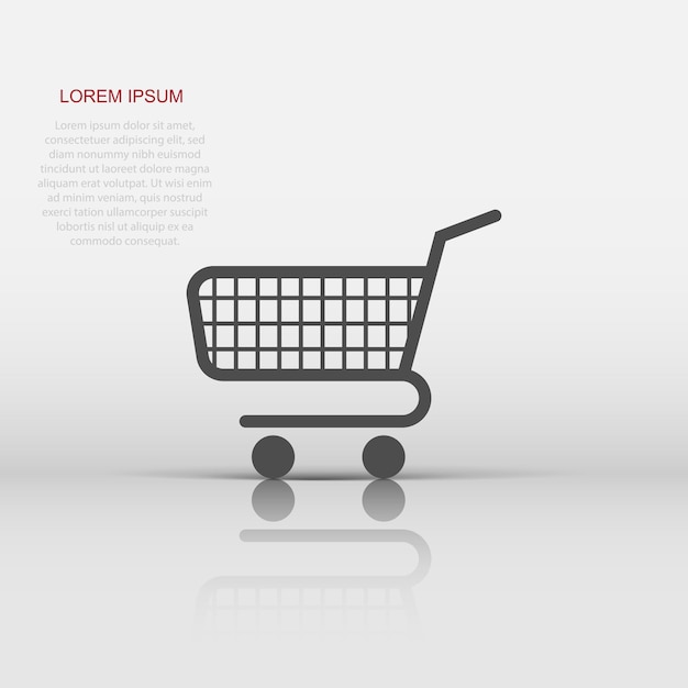 Icono de carrito de compras en estilo plano Ilustración de vector de carrito sobre fondo blanco aislado Concepto de negocio de cesta