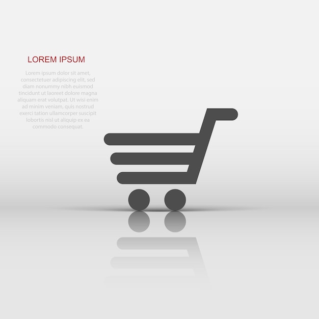 Icono de carrito de compras en estilo plano Ilustración de vector de carrito sobre fondo blanco aislado Concepto de negocio de cesta
