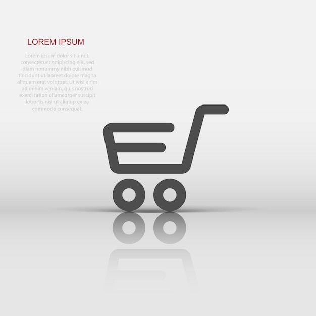 Icono de carrito de compras en estilo plano Ilustración de vector de carrito sobre fondo blanco aislado Concepto de negocio de cesta