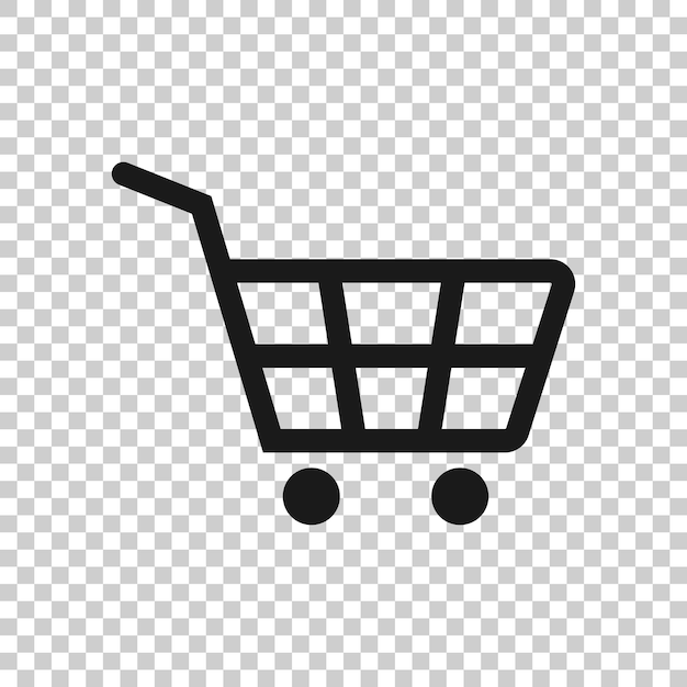 Icono de carrito de compras en estilo plano Ilustración de vector de carrito sobre fondo blanco aislado Concepto de negocio de cesta