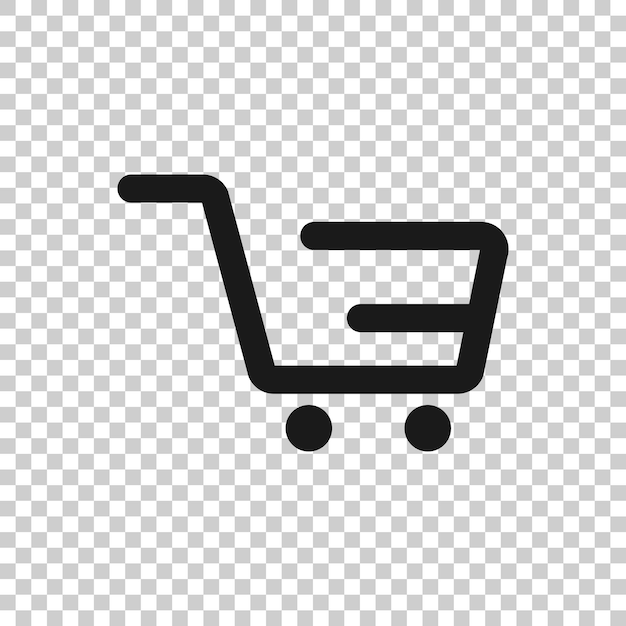 Icono de carrito de compras en estilo plano Ilustración de vector de carrito sobre fondo blanco aislado Concepto de negocio de cesta