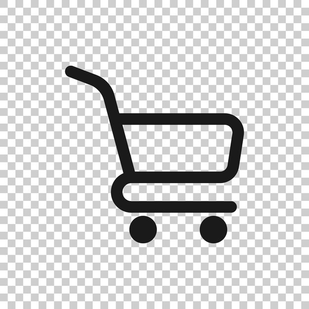 Icono de carrito de compras en estilo plano Ilustración de vector de carrito sobre fondo blanco aislado Concepto de negocio de cesta