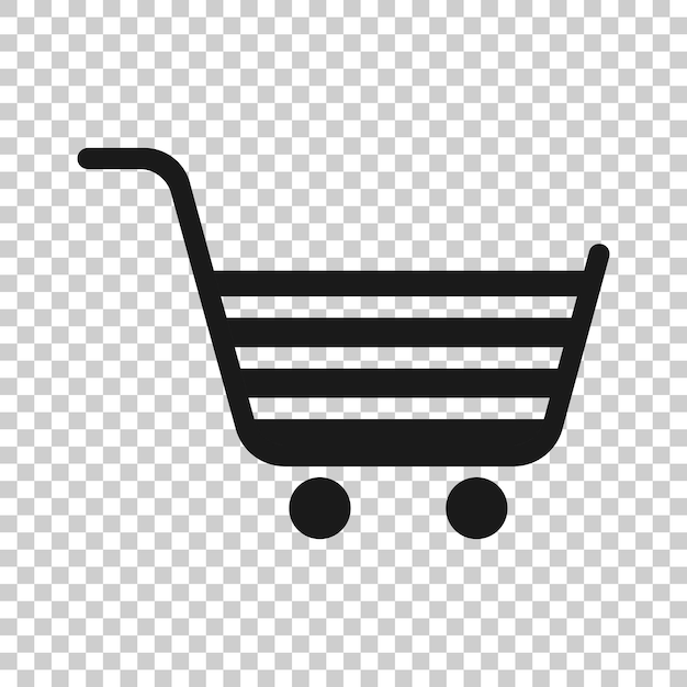 Icono de carrito de compras en estilo plano Ilustración de vector de carrito sobre fondo blanco aislado Concepto de negocio de cesta