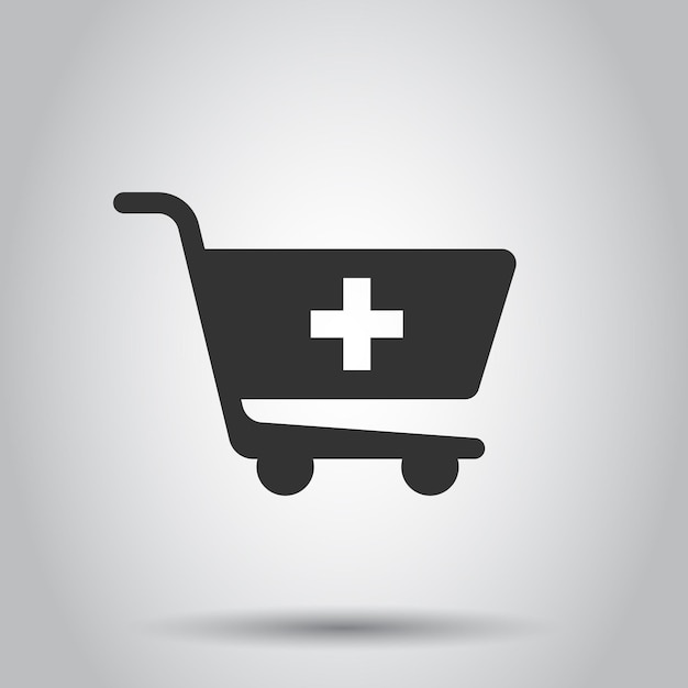 Icono de carrito de compras en estilo plano Ilustración de vector de carrito sobre fondo blanco aislado Concepto de negocio de cesta