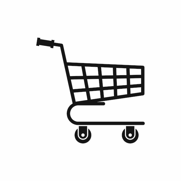 Icono de carrito de compras en ilustración de vector de estilo simple aislado