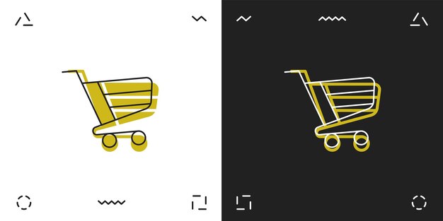 Icono de carrito de compras ilustrado vectorial con efecto en 2 opciones