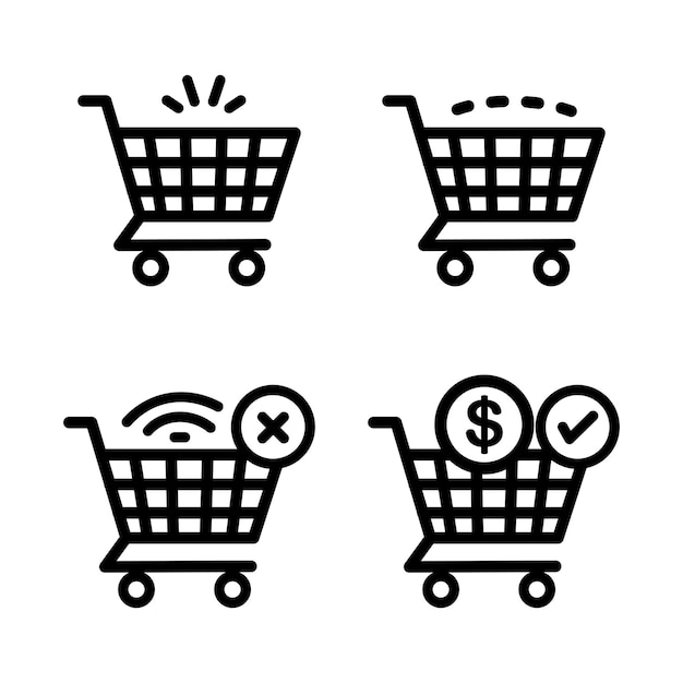 Icono de carrito de compras simple en estilo de línea aislado en fondo blanco
