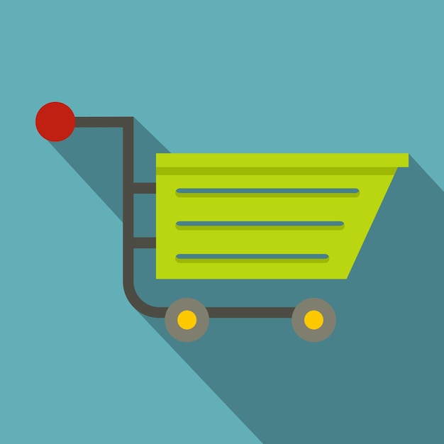 Icono de carrito de compras de venta verde Ilustración plana de icono vectorial de carrito De compra de venta verde para la web aislado en fondo azul bebé