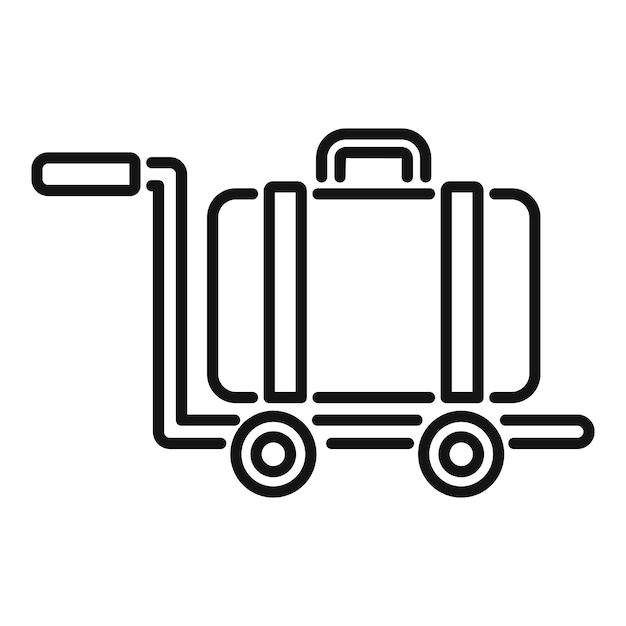 Icono de carrito de equipaje vector de contorno Traslado al aeropuerto Viaje en avión