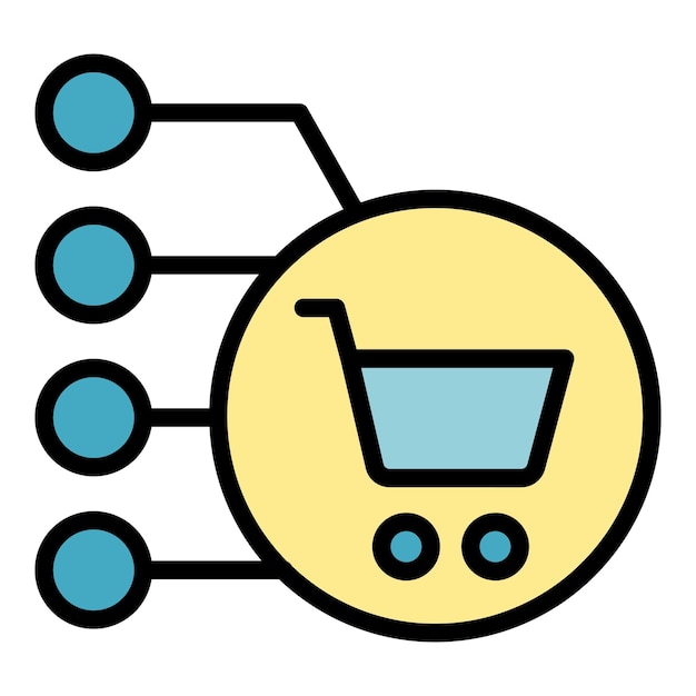 Icono de carrito de productos regulados Contorno Icono de vector de carrito de productos regulados para diseño web aislado en color plano de fondo blanco