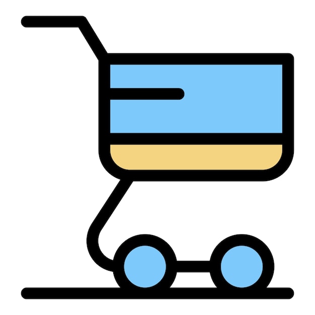 Icono del carrito de la tienda Contorno del icono del vector del carrito de la tienda color plano aislado