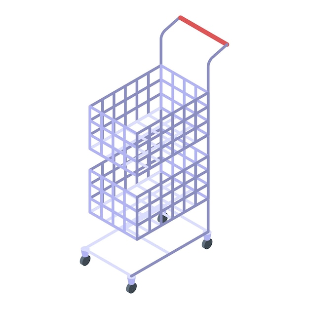 Icono de carrito de tienda doble Isométrico de icono de vector de carrito de tienda doble para diseño web aislado sobre fondo blanco