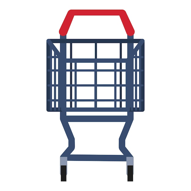 Vector icono del carrito de la tienda de metal delantero ilustración plana del icono vectorial del carrito delantero de la compra de metal para diseño web