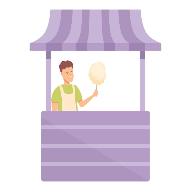 Icono de carro de caramelo púrpura vector de dibujos animados Vendedor ambulante Feria de tienda
