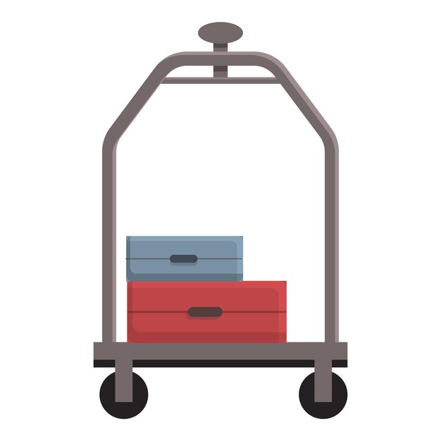 Icono de carro de equipaje vector de dibujos animados viaje aeropuerto bolsa hotel