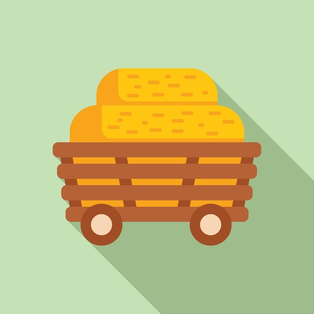 El icono del carro de heno de balea es un vector plano Diseño de la cosecha de alimentos