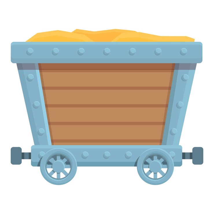 Vector icono de carro de tesoro de oro vector de dibujos animados camión de monedas juego rock