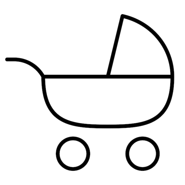 Ícono de carruaje de bebé Ilustración vectorial de sillón de bebé Símbolo de carruaja de niño pequeño