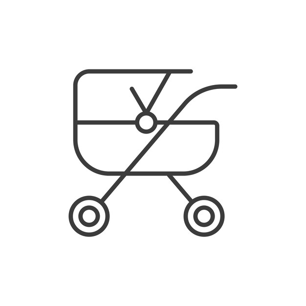 El icono del carruaje para bebés se establece en el símbolo vectorial del cochecito para bebés, el signo del carrito para niños, el icono de la cochecita para madres, el símbolo de la silla de paseo para bebés recién nacidos en estilo negro lleno y delineado.