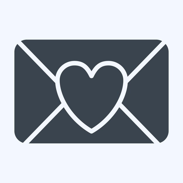 Icono Carta de amor relacionada con el símbolo del Día de San Valentín estilo glifo diseño simple editable