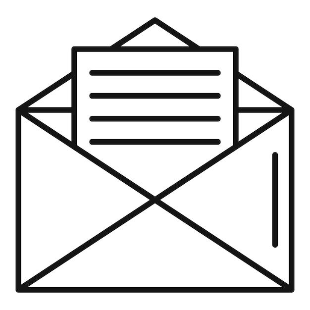 Icono de carta de correo Icono de vector de carta de correo de esquema para diseño web aislado sobre fondo blanco