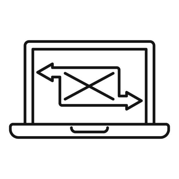 Icono de carta de portátil de campaña Icono de vector de carta de portátil de campaña de esquema para diseño web aislado sobre fondo blanco