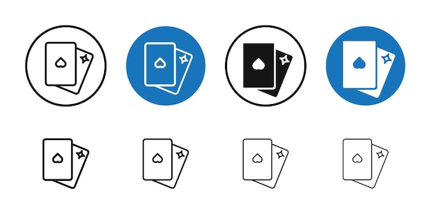 Icono de cartas de juego Colección de arte de líneas delgadas