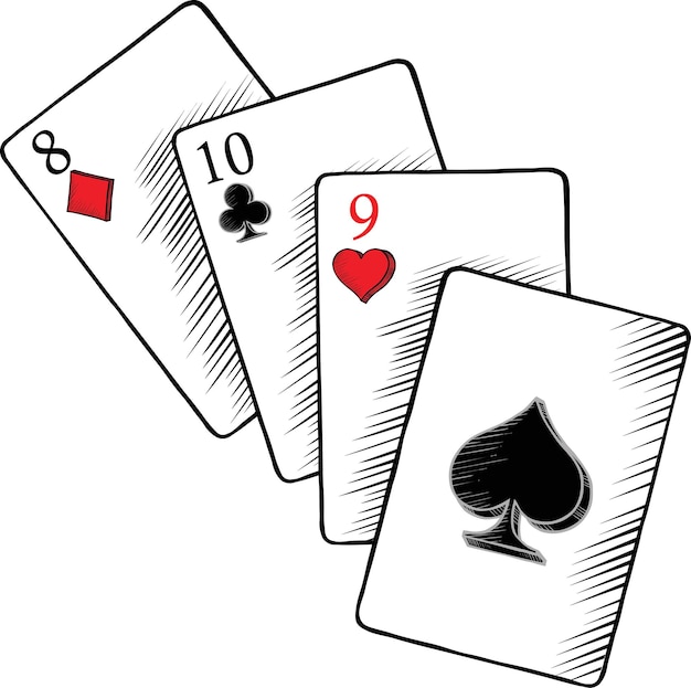 Icono de cartas de juego dibujado a mano icono de boceto de cartas de jugar para un sitio web o aplicación infográfica