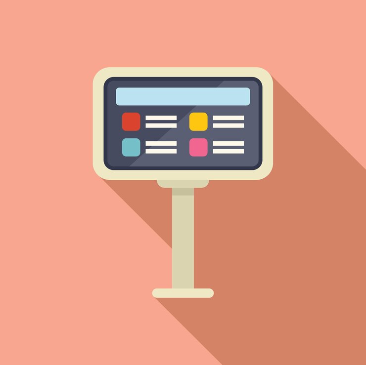 Vector icono de cartel colorido sobre un fondo de melocotón