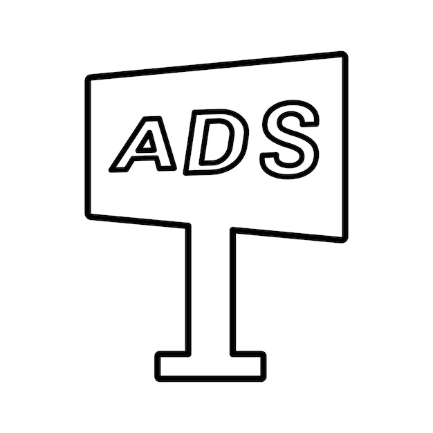 Icono de cartel publicitario Diseño del contorno de la línea