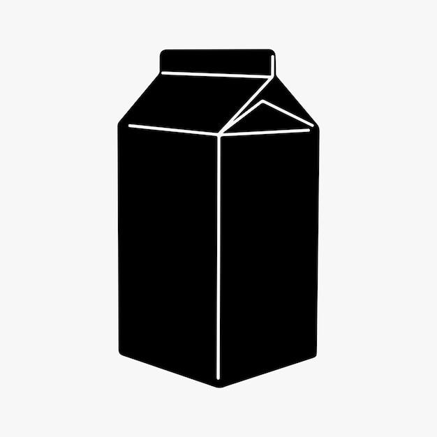Icono de cartón simple gráfico vectorial de leche en blanco y negro