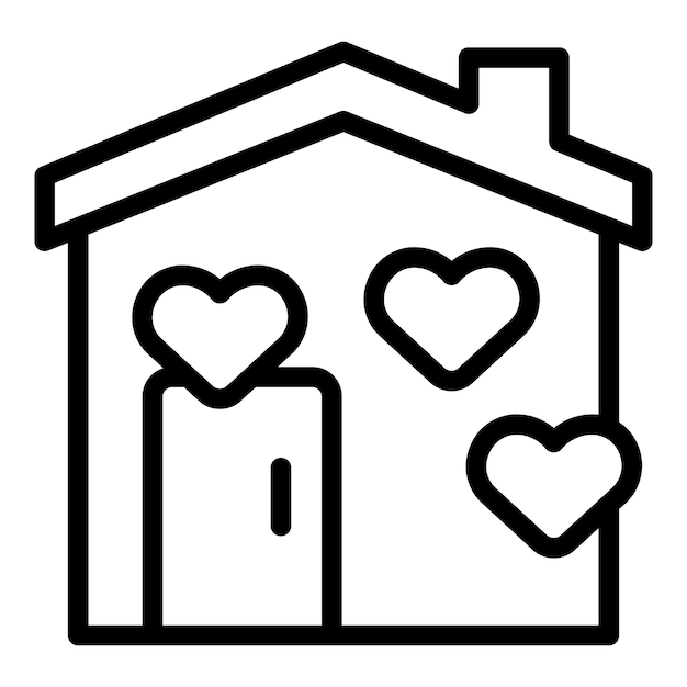El icono de la casa del amor con formas de corazón