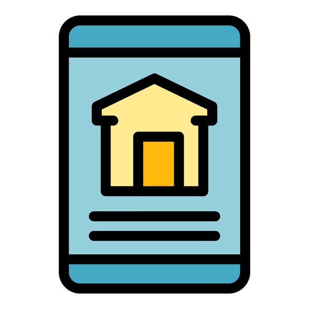 El icono de la casa de la aplicación de alquiler El contorno del icono vectorial de la vivienda de la aplicación del alquiler El color es plano y aislado